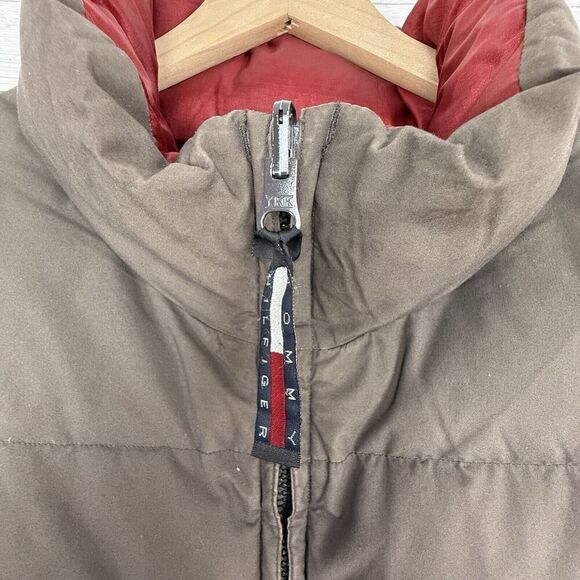 Vintage Tommy Hilfiger Men XL Goose Down Puffer Vest Reversible Red Brown Y2K - Picture 6 of 16
